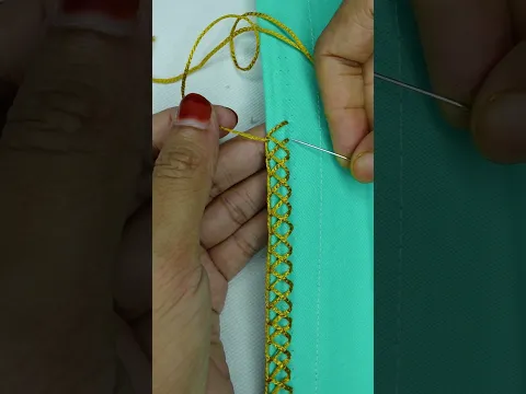 Simple & easy border hand embroidery #embroidery #loopstitch #sewing #beginnersstitch #crochet #diyn