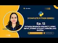 Tutorial 12 Python Revision Project Using Input String Float Mini Billing System