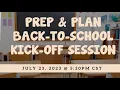 Prep Plan Kick-off Session