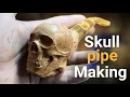 Hand Carved Skull Pipe from Briar Wood Full Handmade Process
