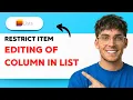 How to Restrict Item Editing of a Column in a List in Microsoft Lists 2026 Full Guide