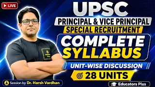 UPSC Principal & Vice Principal 2026 Complete Syllabus | Unit-Wise Discussion  #UPSCPrincipal