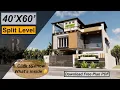 40X60 Feet Split Level Duplex House Design 2400 Sqft House Plan 12X18 Meters House Design