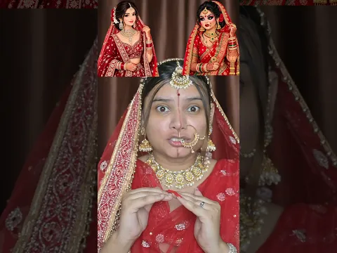 City bride V/s Village bride Makeup challange 😱||#shorts #funny #thesastamakeup #makeup