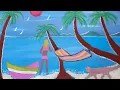 Palm Trees Beach Time Acrylic Painting Step By Step For Beginners Seascape Scenery