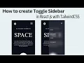 How to create a toggle sidebar with React js and Tailwindcss Responsive sidebar