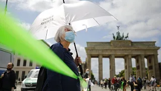 German grannies against the far-right protest ahead of state elections