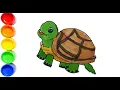How to Draw Turtle - Turtle Coloring Page for Kids