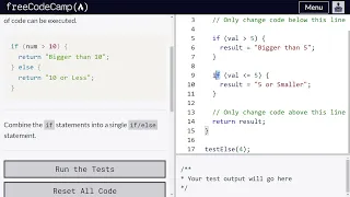 Introducing ELSE statements - freeCodeCamp 71 Basic JavaScript