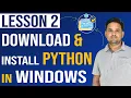 How to Download Install Python on Windows - Python Tutorial for Beginners Lesson 2
