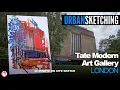 Urban Sketching Tate Modern London Himi WN gouache Arrtx Acrylic Markers on site sketch