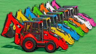 Mini Tractors With Colors  - REVERSE  CULTIVATING with CAT BACKHOE LOADER  - Farming Simulator 25