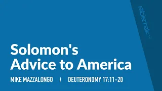Solomon's Advice to America