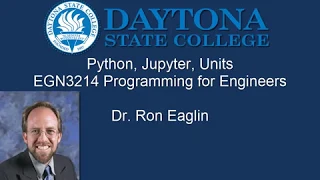 Programming for Engineers Lecture 9 - Jupyter Python and pint