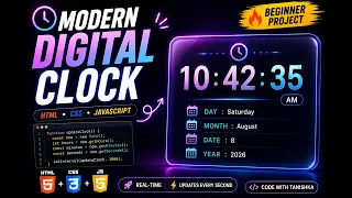 Build a Modern Digital Clock Using HTML CSS JavaScript Beginner Project
