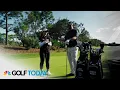 Brooke Henderson shows Johnson Wagner how she hits a driver off the deck Golf Today Golf Channel