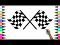 How to Draw Racing Checkered Flag Car Racing
