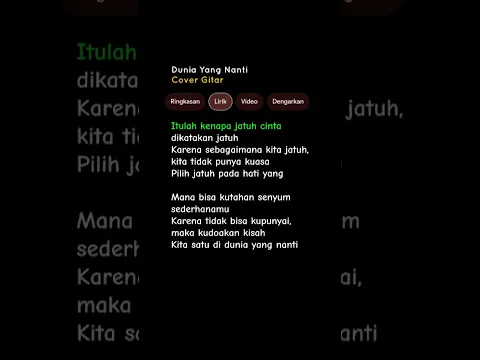 LIRIK LAGU DUNIA YANG NANTI - RAIM LAODE (Itulah kenapa jatuh cinta dikatakan jatuh) Cover Gitar