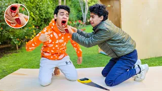 مقلب قطعت لساني في اخويا بكي 