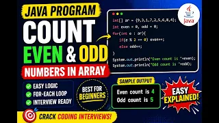 349 Assignment - Counting even numbers and odd numbers in Array in Java Selenium Java 2026