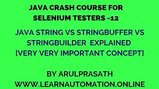 Java Crash course 12 String vs StringBuffer vs StringBuilder Tamil Java for Automation