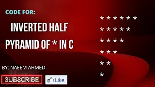 Inverted half pyramid pattern using stars in C programming tutorial