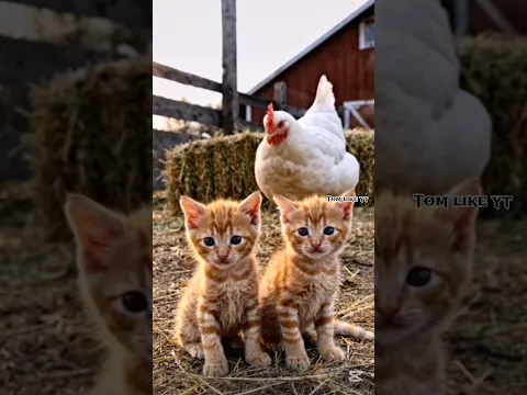 A Hen Raised Two Tiny Kittens Like Her Own Babies #shorts