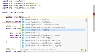 Selenium Log4j2 Integration