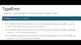 TypeError redirect got an unexpected keyword argument Flask Python