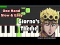 Giorno s Theme One Hand Slow Easy Piano Tutorial