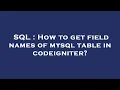 SQL How to get field names of mysql table in codeigniter