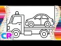 A Tow Truck Transports a Car for of Coloring