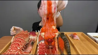 Marinated Red Carabinero prawns + Lobster + Shrimp platter| LIN VLOG먹방 #035