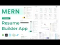 Build a MERN Stack Resume Builder React Node js MongoDB Express Full-Stack Project