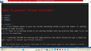 - Prevention of Thread Execution yield method Multi Threading in Java Complete Java