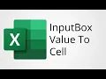 Excel VBA InputBox Enter Value to Cell