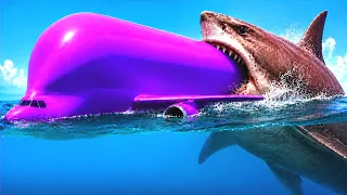Megalodon Shark Attacks A Plane That Made An Emergency Water Landing And Pulls It Underwater | GTA 5