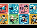 Difference between Loud soft high and low sounds