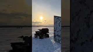 Launching the new ice hut. #fishing #icefishing