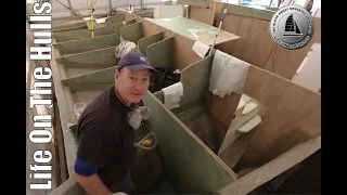 Jammed in the forepeak – 12.7Mtr Catamaran Build Ep186