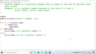 Python programs - Perfect Numbers Program to Check Entered Number is Perfect or Not
