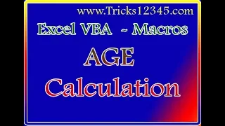 Excel VBA Macros AGE Calculation