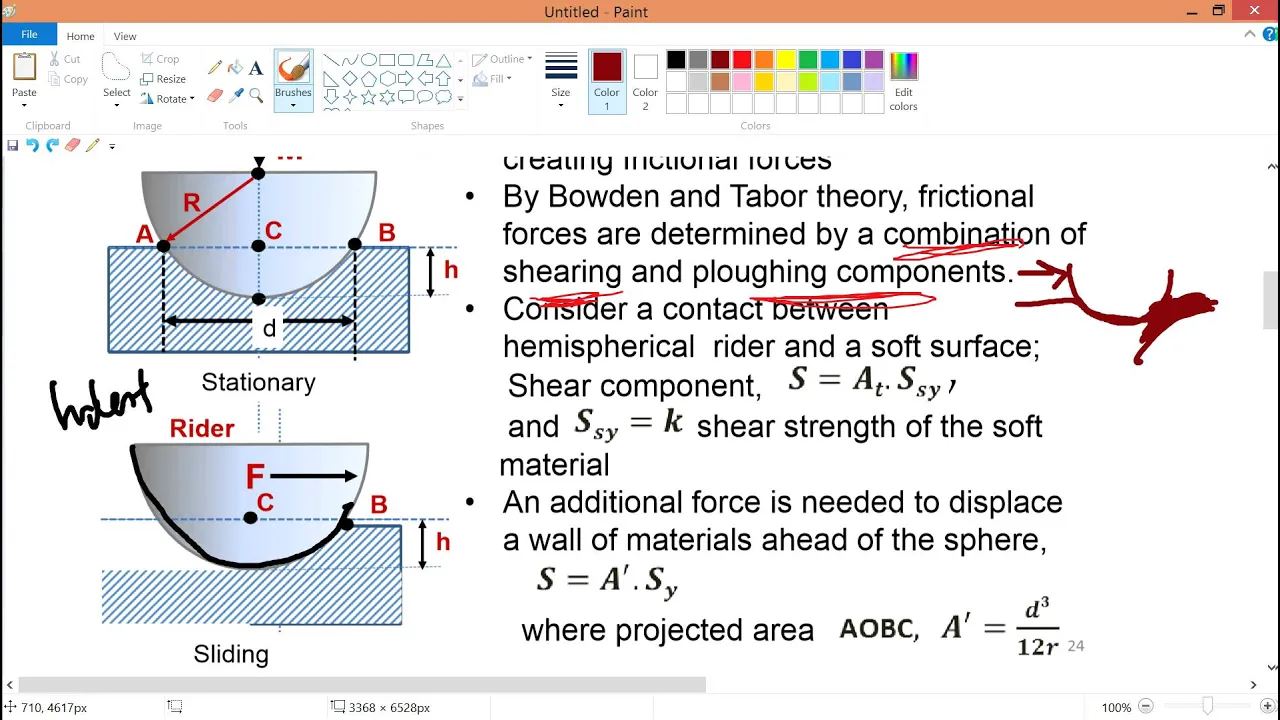 v9 9 Friction force equation inclcuding Bowden and Tabor theory with lubrication to reduce wear