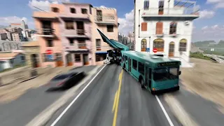 My attempts to get the bus in between the buildings