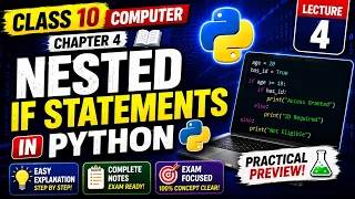 Class 10 Computer Chapter 4 Nested If Statements in Python Lecture 4 Notes