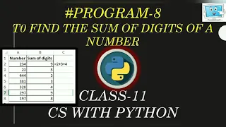 Class-11 CS with Python - 8 Finding sum of digits of a number