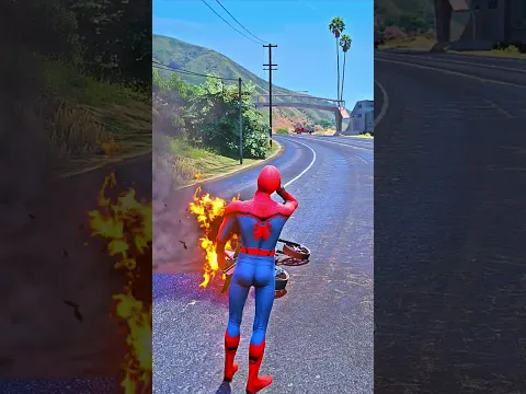 GTA 5 : SPIDER-MAN MODIFIED IRON MAN BIKE AFTER DESTROYED BY HIM | #gta5 #shorts #trending #viral