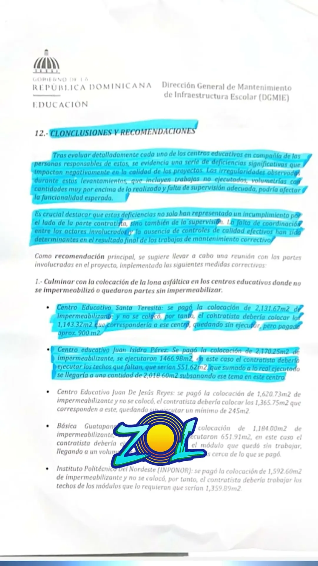 PAGOS EXCESIVOS Y TRABAJOS NO REALIZADOS EN EDUCACIÓN