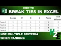 How to Break Ties in Excel and Rank With Multiple Criteria