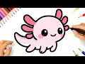 COMO DIBUJAR UN AJOLOTE KAWAII FACIL